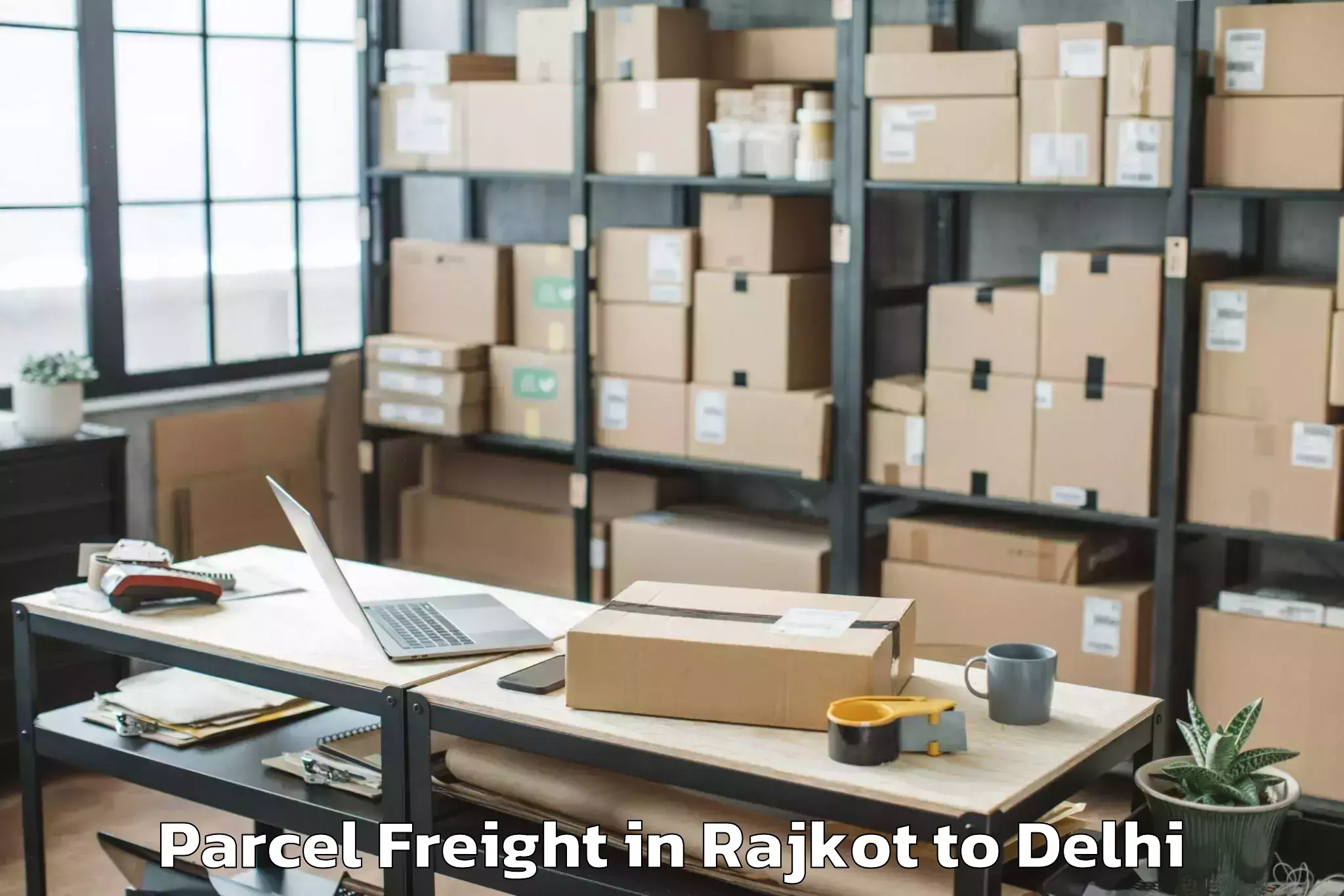 Book Rajkot to Vivek Vihar Parcel Freight